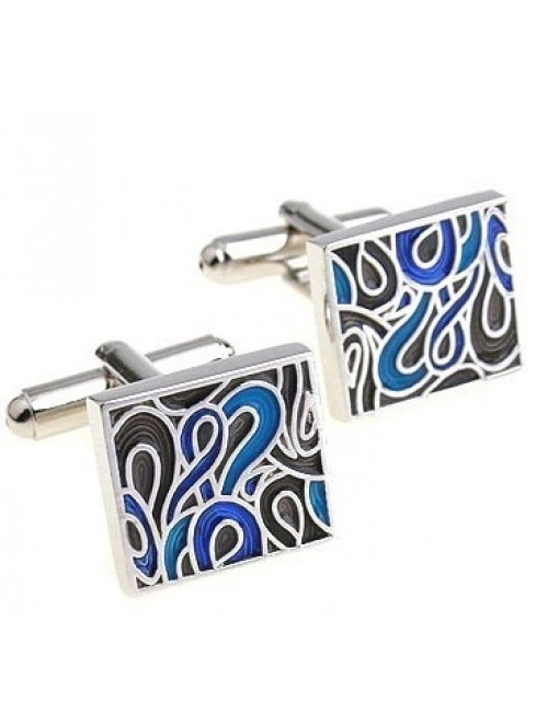 Trendy Blue Black Enamel
