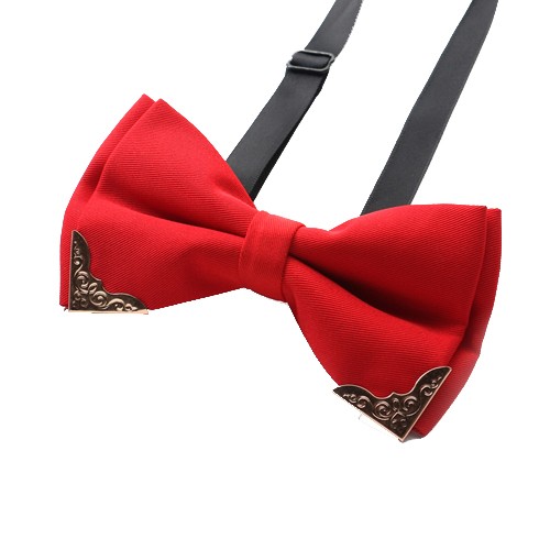 Elegant Designer Bow Tie, Red with Metal