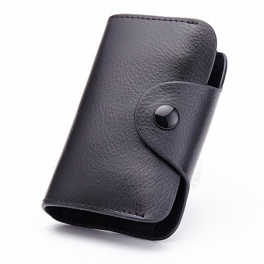 Genuine Black Leather Credit Card Holder 