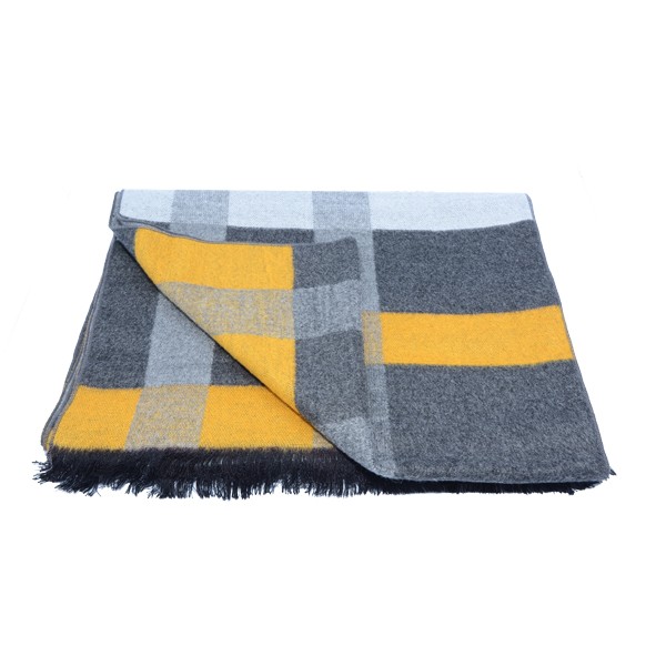 Check Designed Scarves, Grey/Yellow