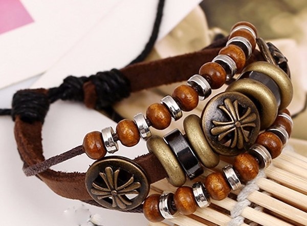 Leather Multi layer Beaded Wristband