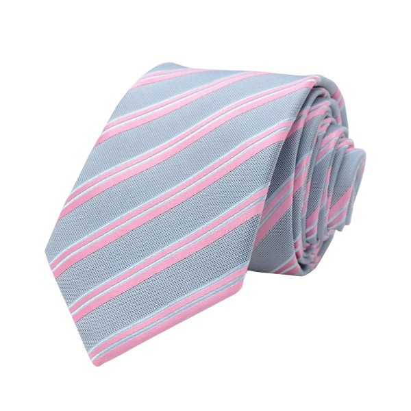 Regimental Stripe, Grey/Pink Including Pocket Square