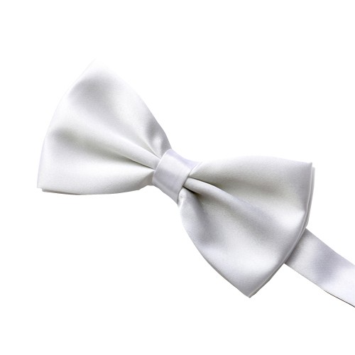 Elegant Solid Bow Tie, White