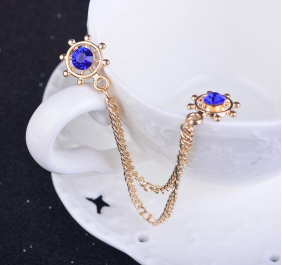 Gold Chain With Blue Crystal Dot
