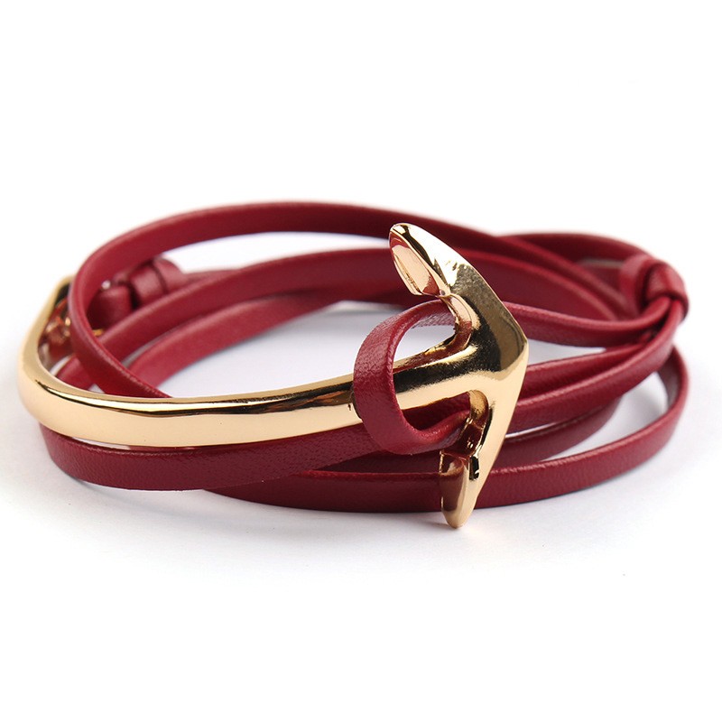 Trendy Maroon  Anchor Rope Wristband